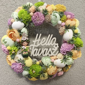 Tavasz tündéres kopogtató - lilás, Ünnepi díszek, dekorációk, Húsvéti díszek és dekorációk, Húsvéti ajtódísz, kopogtató, Mindenmás, MESKA