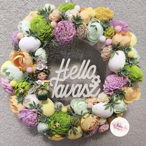 Tavasz tündéres kopogtató - lilás - ünnepi díszek, dekorációk - húsvéti díszek és dekorációk - húsvéti ajtódísz, kopogtató - Meska.hu