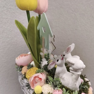 Cement kaspós asztaldísz  - ünnepi díszek, dekorációk - húsvéti díszek és dekorációk - húsvéti asztaldíszek - Meska.hu