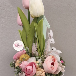 Cement kaspós asztaldísz  - ünnepi díszek, dekorációk - húsvéti díszek és dekorációk - húsvéti asztaldíszek - Meska.hu