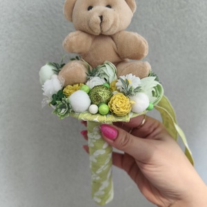 Ballagási örökcsokor - zöld macis - otthon & életmód - virágdekoráció - virágok - virágcsokor - Meska.hu