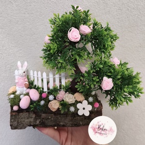 Rózsaszín nyuszis asztaldísz, Ünnepi díszek, dekorációk, Húsvéti díszek és dekorációk, Húsvéti asztaldíszek, , MESKA