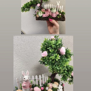 Rózsaszín nyuszis asztaldísz - ünnepi díszek, dekorációk - húsvéti díszek és dekorációk - húsvéti asztaldíszek - Meska.hu