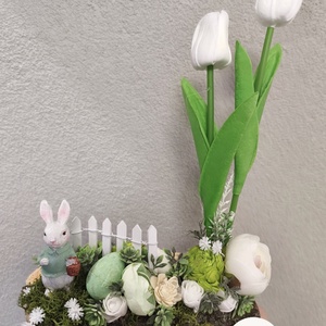 Kék nyuszis asztaldísz , Ünnepi díszek, dekorációk, Húsvéti díszek és dekorációk, Húsvéti asztaldíszek, , MESKA