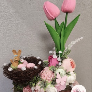 Húsvéti fészkes asztaldísz , Ünnepi díszek, dekorációk, Húsvéti díszek és dekorációk, Húsvéti asztaldíszek, , MESKA