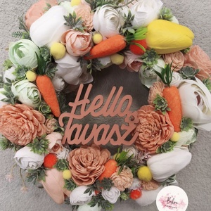 Tavaszi kopogtató, répás , Ünnepi díszek, dekorációk, Húsvéti díszek és dekorációk, Húsvéti ajtódísz, kopogtató, Mindenmás, MESKA