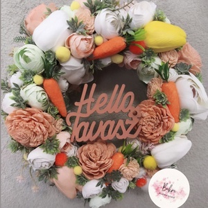 Tavaszi kopogtató, répás  - ünnepi díszek, dekorációk - húsvéti díszek és dekorációk - húsvéti ajtódísz, kopogtató - Meska.hu