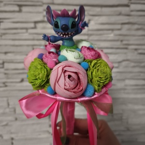 Stitch lányos ballagási örökcsokor  - otthon & életmód - virágdekoráció - virágok - virágcsokor - Meska.hu
