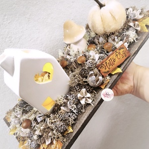 Őszi natúr tálcás dekoráció  - otthon & életmód - dekoráció - halloween - halloweeni asztaldísz - Meska.hu