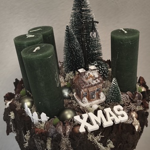 Erdei ház - adventi koszorú  - karácsony - adventi díszek - adventi gyertyadíszek és koszorúdíszek - Meska.hu