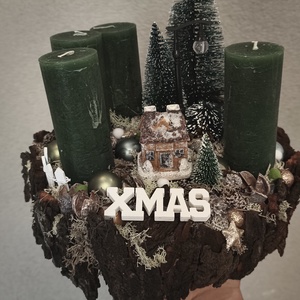 Erdei ház - adventi koszorú  - karácsony - adventi díszek - adventi gyertyadíszek és koszorúdíszek - Meska.hu