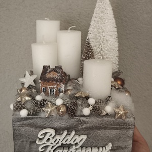 Fa ládikós adventi koszorú - fehér  - Meska.hu