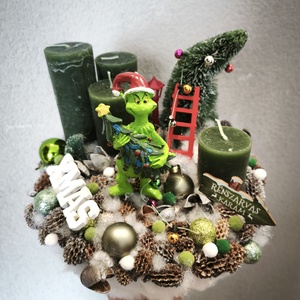 Grinch adventi koszorú  - karácsony - adventi díszek - adventi gyertyadíszek és koszorúdíszek - Meska.hu