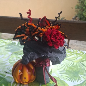 Halloween-i zsenília csokor - otthon & életmód - dekoráció - halloween - halloweeni dekoráció - Meska.hu