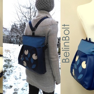 Kék fekete 3in1 táska hátizsák  - táska & tok - variálható táska - Meska.hu