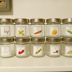 10 darab üveg fűszertartó - otthon & életmód - konyhafelszerelés, tálalás - konyhai tárolás - fűszertartó - Meska.hu