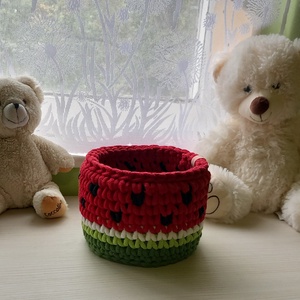Horgolt dinnyés tároló , Otthon & Életmód, Babaszoba, gyerekszoba, Játéktároló, Horgolás, MESKA