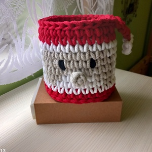 Horgolt mikulás tároló , Karácsony, Karácsonyi lakásdekoráció, Horgolás, MESKA