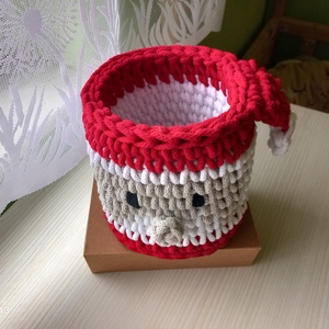 Horgolt mikulás tároló  - karácsony - karácsonyi lakásdekoráció - Meska.hu