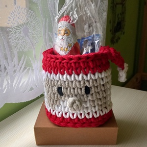 Horgolt mikulás tároló  - karácsony - karácsonyi lakásdekoráció - Meska.hu