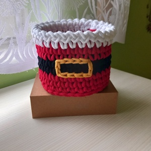 Horgolt mikulás öves tároló, Karácsony, Karácsonyi lakásdekoráció, Horgolás, MESKA