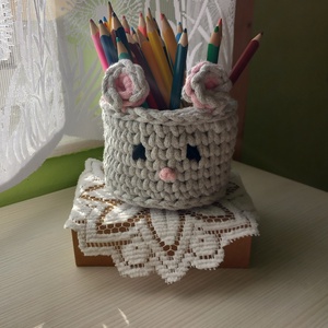 Horgolt kisegér tároló  - otthon & életmód - babaszoba, gyerekszoba - játéktároló - Meska.hu