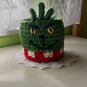 Horgolt grincs tároló/ceruzatartó, Otthon & Életmód, Tárolás & Rendszerezés, Íróasztali tároló, Horgolás, MESKA