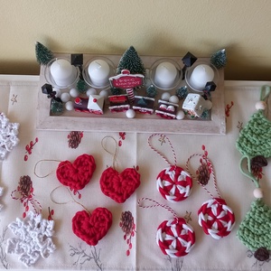 3db-os horgolt karácsonyfadíszek, Karácsony, Karácsonyi lakásdekoráció, Karácsonyfadíszek, Horgolás, MESKA