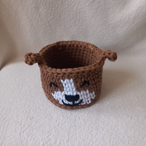 Horgolt barna kutyusos tároló  -  - Meska.hu