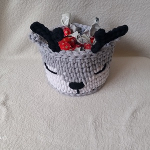 Horgolt szarvas tároló/ dekoració  - otthon & életmód - tárolás & rendszerezés - tárolókosár - Meska.hu