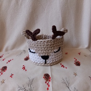 Horgolt rénszarvas tároló, Otthon & Életmód, Babaszoba, gyerekszoba, Játéktároló, Horgolás, MESKA