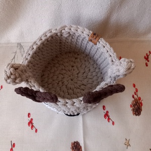 Horgolt rénszarvas tároló - otthon & életmód - babaszoba, gyerekszoba - játéktároló - Meska.hu