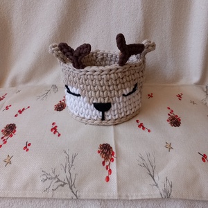 Horgolt rénszarvas tároló - otthon & életmód - babaszoba, gyerekszoba - játéktároló - Meska.hu