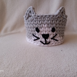 Horgolt cicás tároló  - otthon & életmód - tárolás & rendszerezés - tárolókosár - Meska.hu