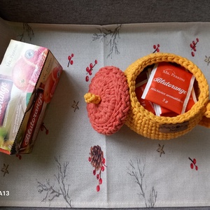 Horgolt kis teatartó bögre/ tároló  - otthon & életmód - tárolás & rendszerezés - tárolókosár - Meska.hu