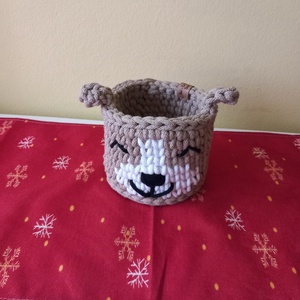 Horgolt kis kutyusos tároló  - otthon & életmód - babaszoba, gyerekszoba - játéktároló - Meska.hu