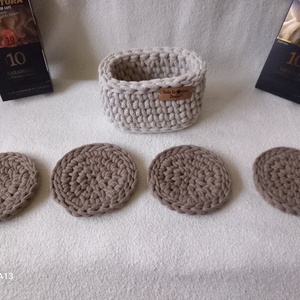 Horgolt poháralátét szett( bézs), Otthon & Életmód, Konyhafelszerelés, tálalás, Tálalás, Tányér- és poháralátét, Horgolás, MESKA