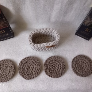 Horgolt poháralátét szett( bézs) - otthon & életmód - konyhafelszerelés, tálalás - tálalás - tányér- és poháralátét - Meska.hu