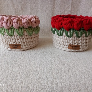 Horgolt tulipános kosarak  - Meska.hu