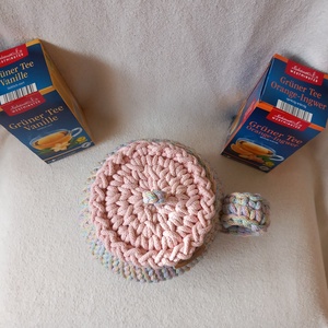 Horgolt színes teatartó/ nagy bögre  - otthon & életmód - konyhafelszerelés, tálalás - konyhai tárolás - tea & kávé tárolás - Meska.hu