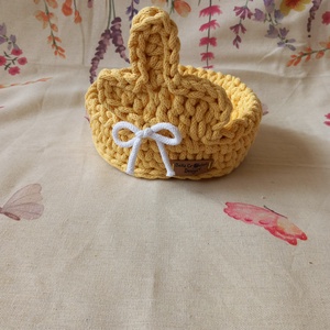 Nyuszis horgolt kosár/ tároló  - otthon & életmód - dekoráció - húsvéti asztaldíszek - Meska.hu
