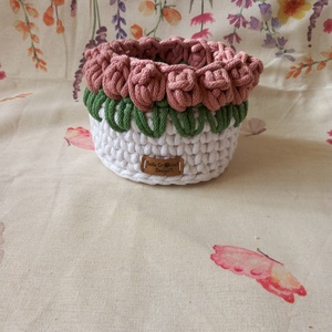 Horgolt tulipános kosarak  - otthon & életmód - tárolás & rendszerezés - doboz - Meska.hu