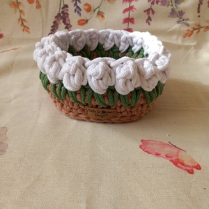 Horgolt tulipános kosarak  - otthon & életmód - tárolás & rendszerezés - doboz - Meska.hu