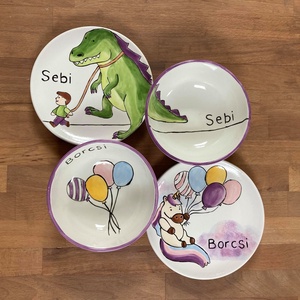 Névre szóló gyerek reggeliző szettek - otthon & életmód - konyhafelszerelés, tálalás - tálalás - tányér & étkészlet - Meska.hu
