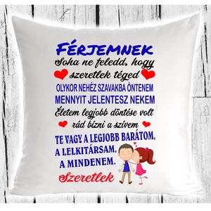 Férjemnek párna, Otthon & Életmód, Lakástextil, Párna & Párnahuzat, Decoupage, transzfer és szalvétatechnika, MESKA