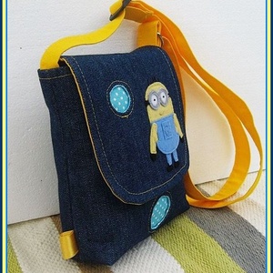 Gyerek,  applikált farmer oldaltáska - minion-os -  - Meska.hu