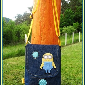 Gyerek,  applikált farmer oldaltáska - minion-os -  - Meska.hu