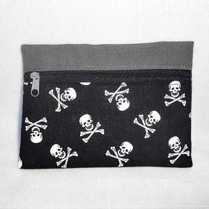 Koponya mintás textil pénztárca gyerekeknek - szürke/fekete -  - Meska.hu