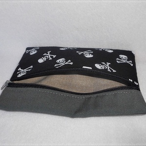 Koponya mintás textil pénztárca gyerekeknek - szürke/fekete -  - Meska.hu