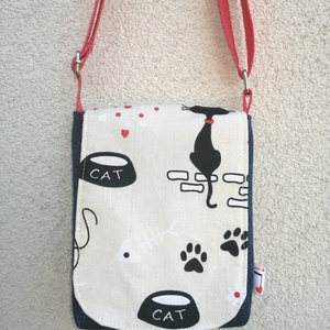 Gyerek, kislány farmer oldaltáska - cicás  - táska & tok - kézitáska & válltáska - válltáska - Meska.hu